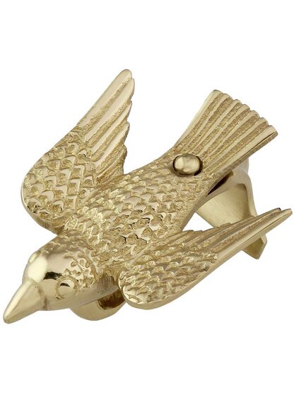 Cast-Brass Bird Picture Rail Hook in Polished Brass.